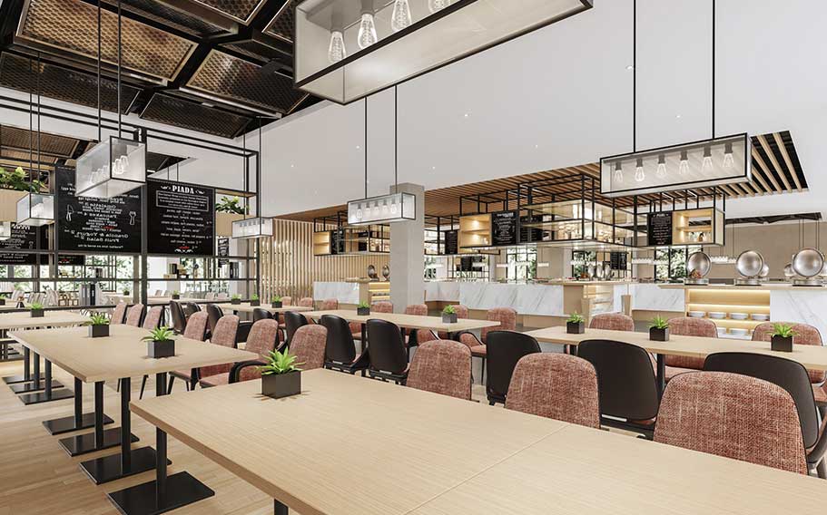 dining room with servery