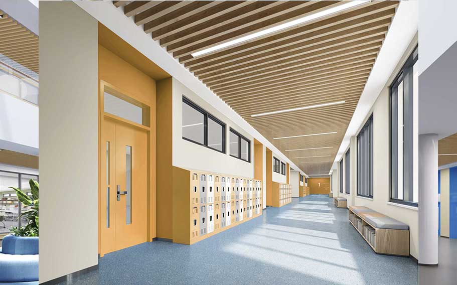 high school corridor